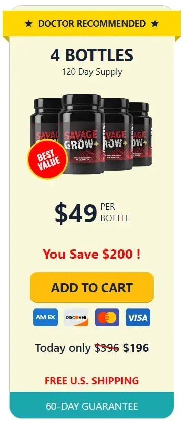 Savage Grow Plus 4 bottle pricing